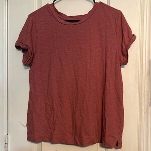 Loft size Large rose colored t-shirt with folded short sleeves. LIKE NEW